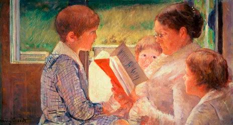 Cassatt Reading az unokáinak, 1888